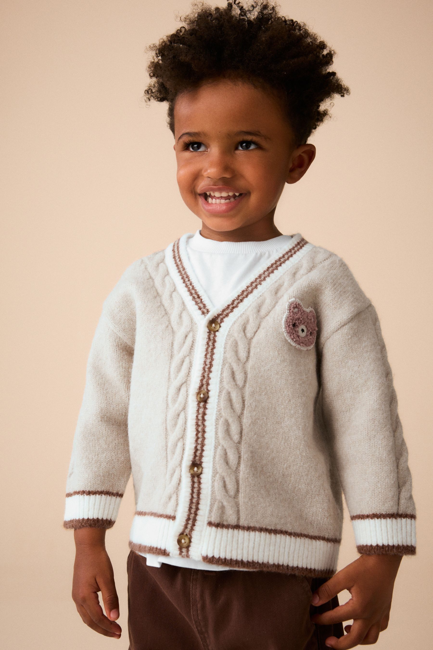 Next Strickjacke Strickjacke aus 100 % Baumwolle mit Figuren (1-tlg)