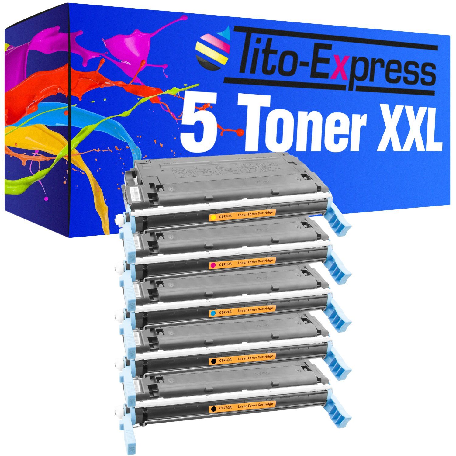 Tito-Express Tonerpatrone 5er Set ersetzt HP C9720A HP C9721A HP C9722A HP C9723A, für Color LaserJet 4600 4600DN 4600DTN 4600HDN 4600N 4610 4610N 4650