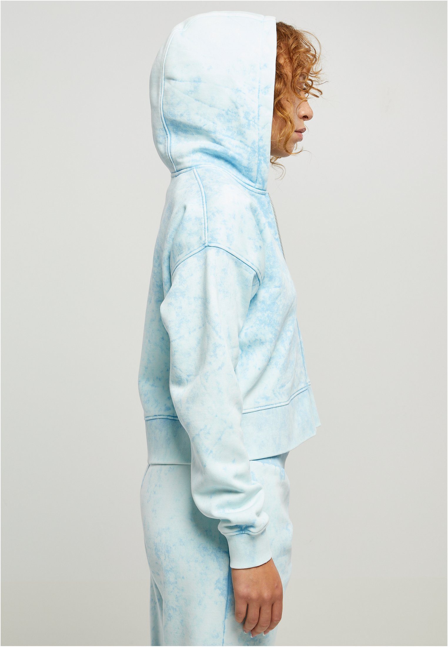 Short Towel (1-tlg) Sweatjacke Damen CLASSICS URBAN Hoody Oversized Washed balticblue Zip Ladies