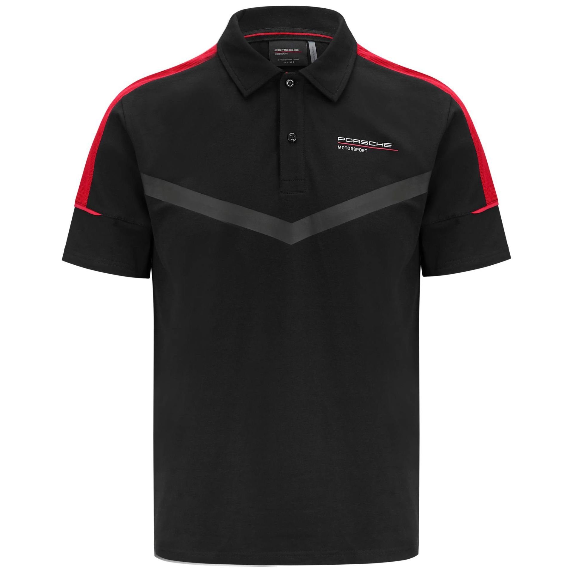 Porsche Motorsport Poloshirt Polohemd Basic (Schwarz) Baumwolle, mit Schriftzug auf dem Rücken