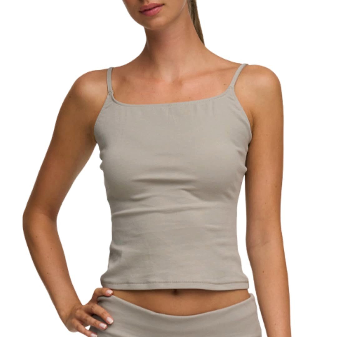 cfab by creamy fabrics Spaghettitop Cotton Cami-Top-Ash Grey-M (1-tlg)
