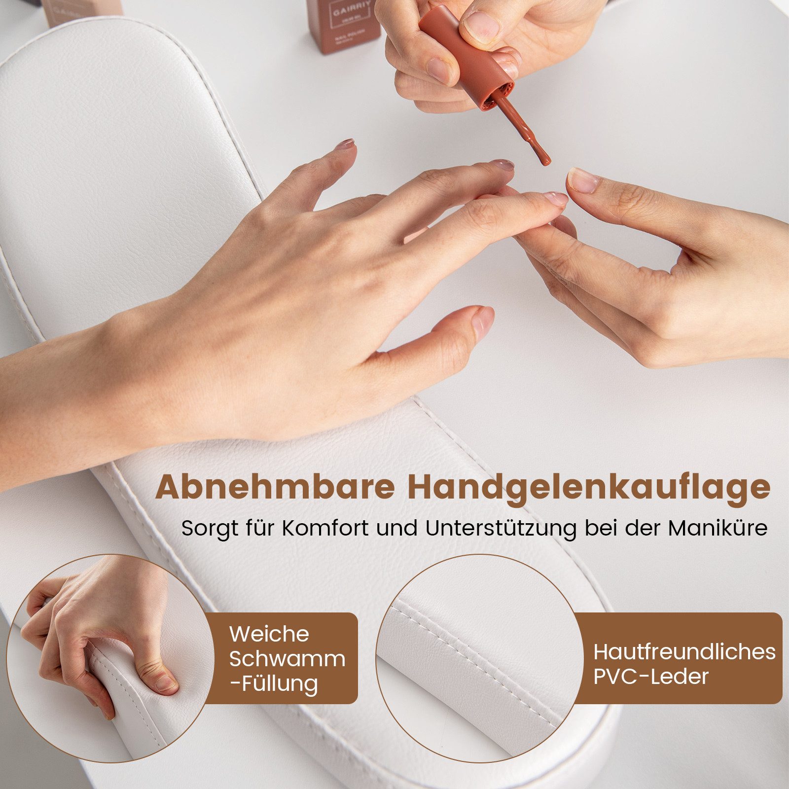 COSTWAY Schminktisch, Maniküretisch,Nageltisch mit 3 Schubladen, Holz