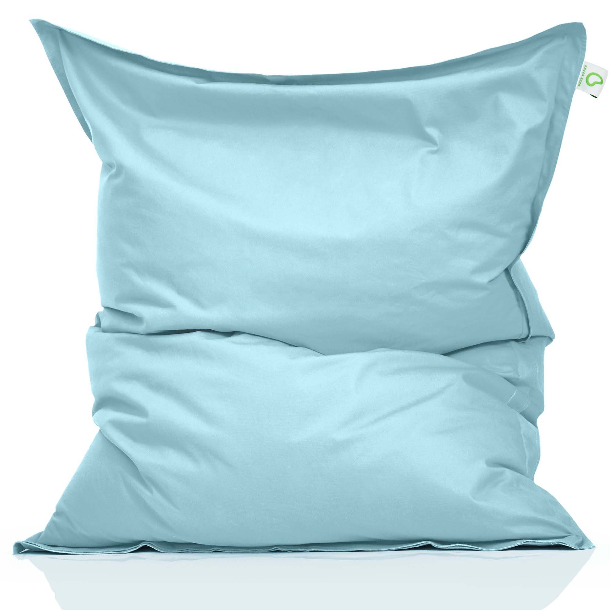 Green Bean Sitzsack Square (Indoor Bean Bag XXL 140x180cm 380 Liter, Kinder & Erwachsene Bean Bag), EPS Perlen Füllung Riesensitzsack Groß Liegekissen Sitzkissen Aquamarin | Sitzsäcke