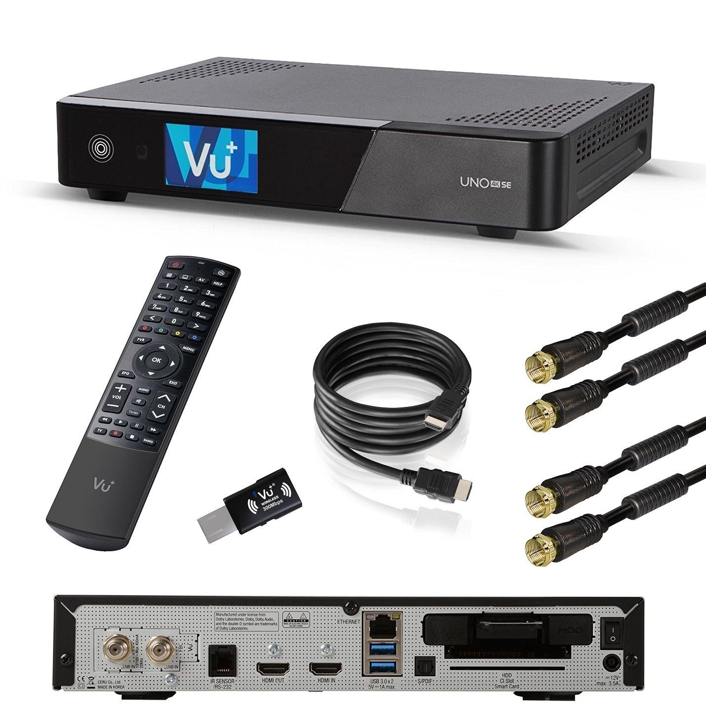 FBC VU+ SE Linux 1x Receiver Uno (UHD, Satellitenreceiver Twin Tuner VU+ 4K 2160p) DVB-S2