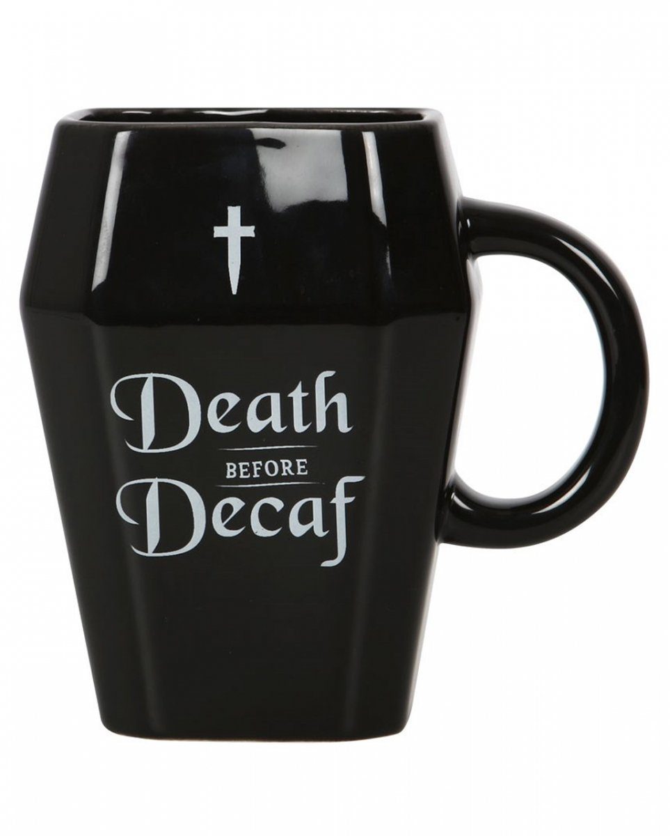 Horror-Shop Dekofigur Kaffeebecher in Sargform ";Death before Decaf