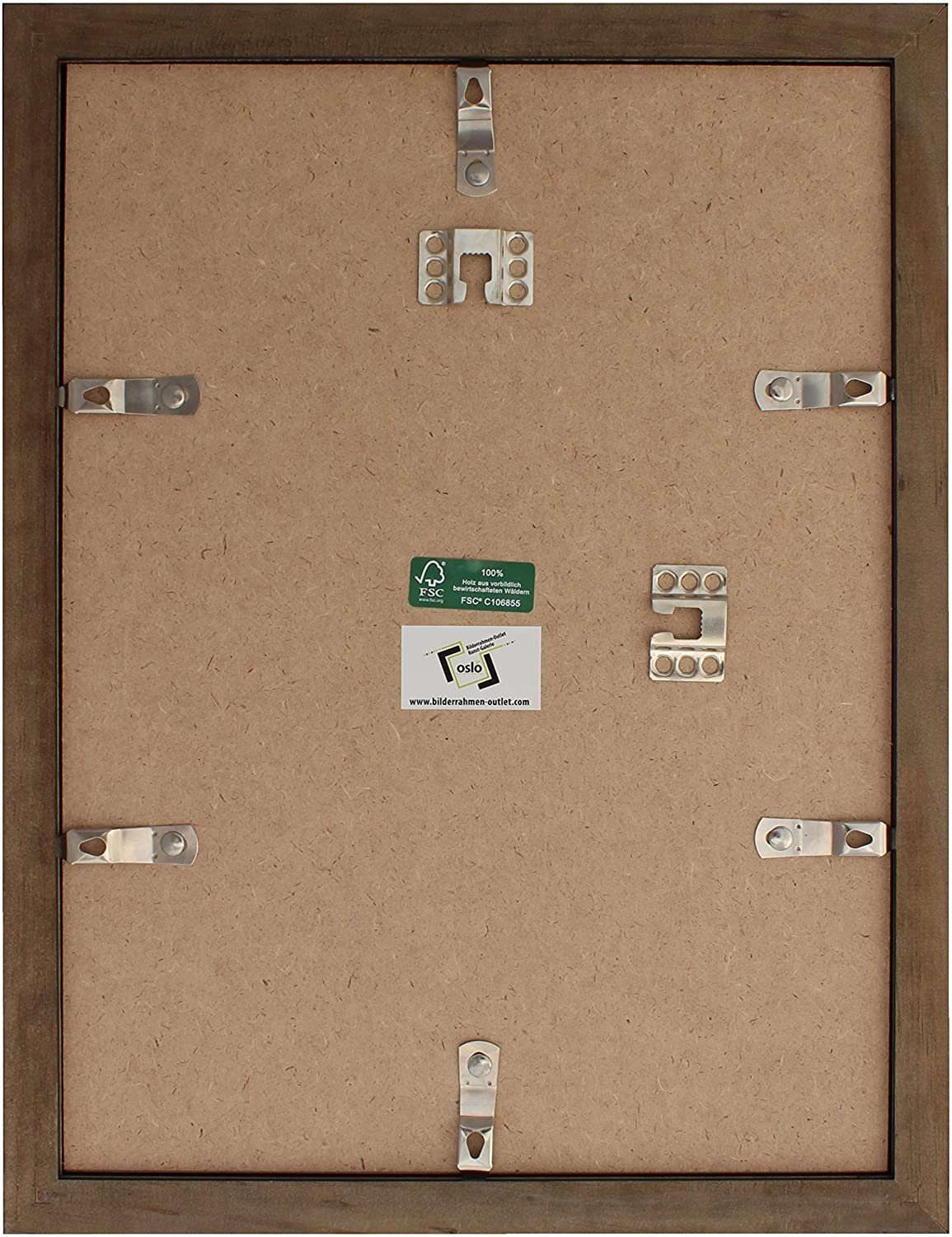 Format Echtglasscheibe 24x30 grün Holz Einzelrahmen FSC MasterLine massiv Rahmenfarbe Drehspannfedern, gold grün-gold Oslo Bilderrahmen