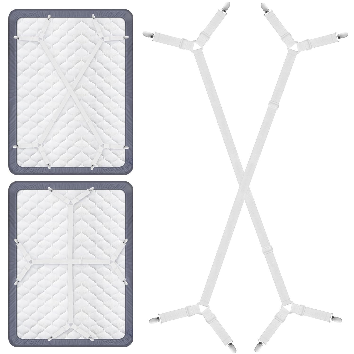 RWEUOQ Spannbettlaken 2Stk Bettlakenspanner Lakenspanner Verstellbar günstig online kaufen