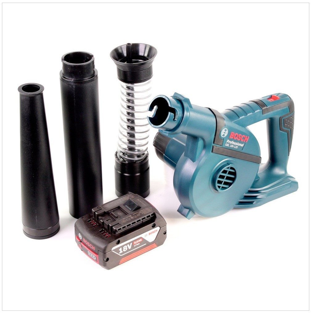 Bosch Professional Akku-Laubbläser GBL 18 V-120 Akku Gebläse Laubbläser mit 1 x Bosch GBA 18 V 5,0 Ah