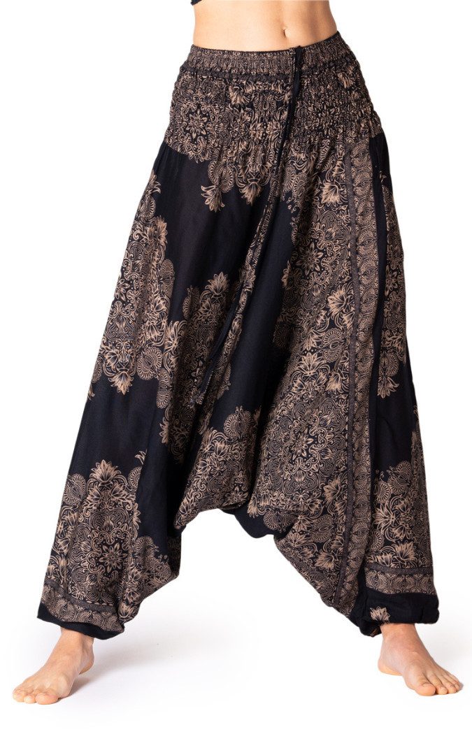 PANASIAM Pumphose Aladinhose AeOrnament Haremshose aus 100% natürlicher Viskose auch als Overall tragbar Damen Pumphose bequeme Freizeithose