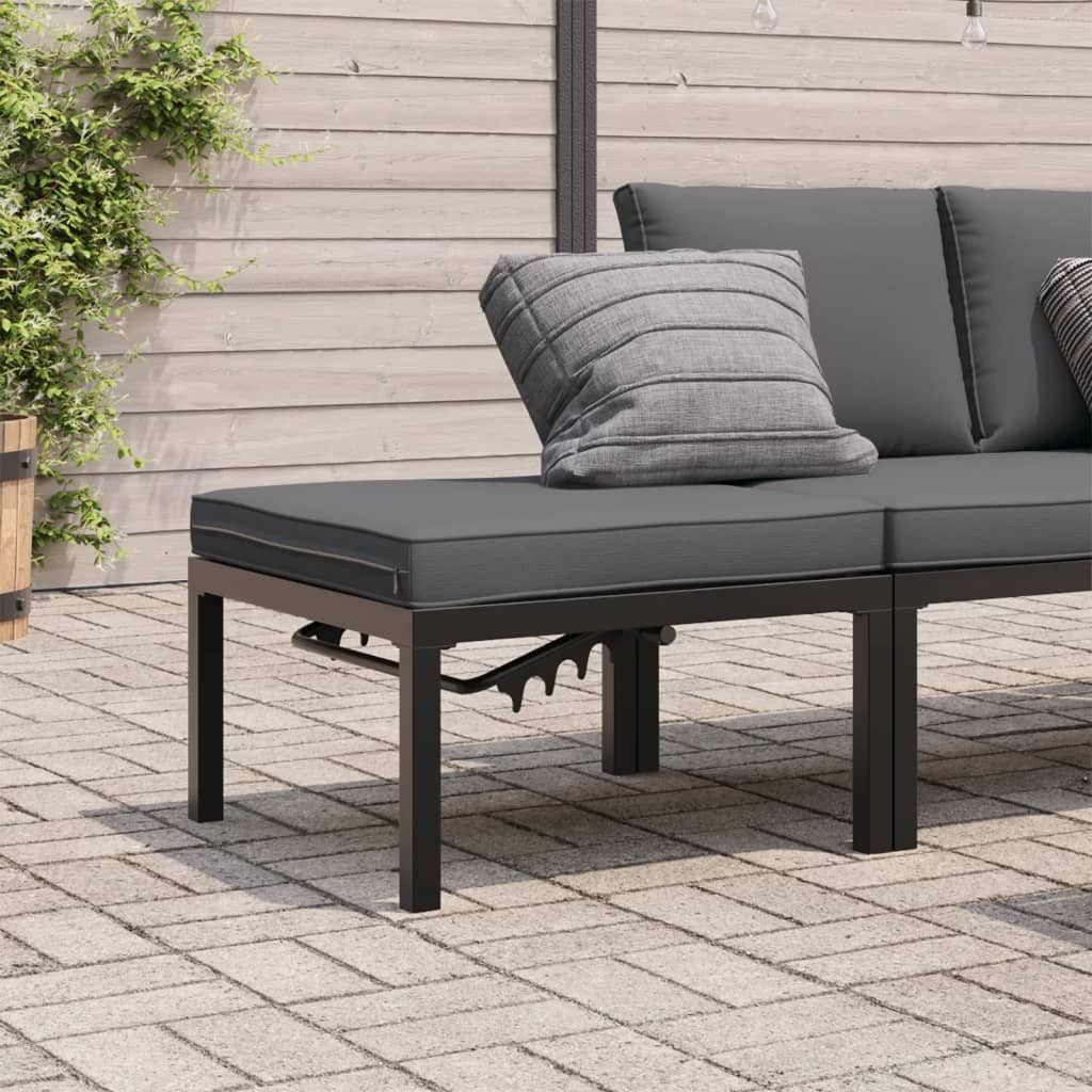 vidaXL Hocker Gartenhocker mit Kissen Schwarz Aluminium (1 St)