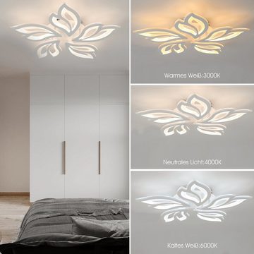 OULENBIYAR Deckenleuchte LED Deckenleuchte, 60CM/30W Dimmbar Deckenlampe Blumenförmiges Design, LED fest integriert, Kaltweiß, Naturweiß, Warmweiß, Moderne Wohnzimmerlampe mit Fernbedienung Decken Lampe