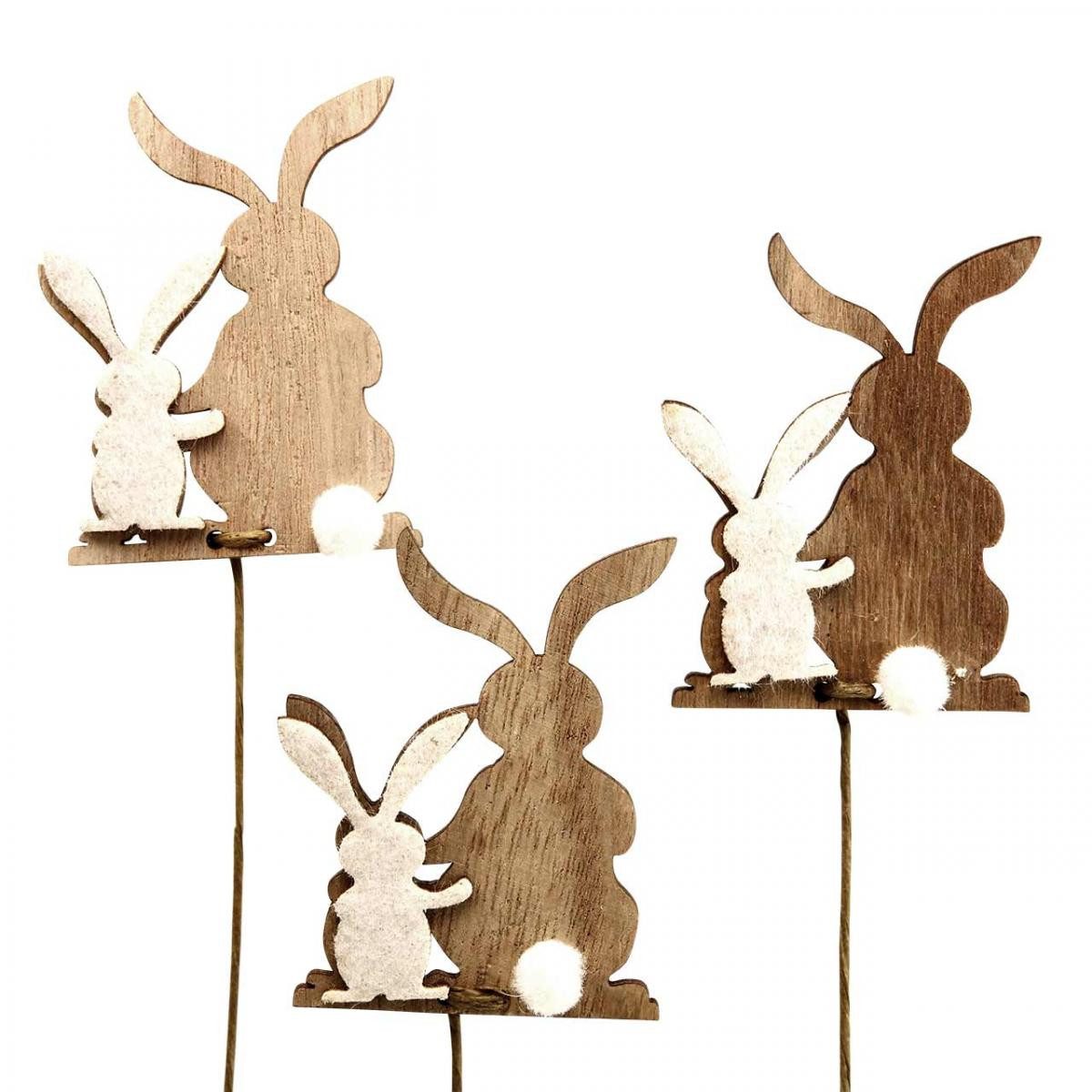 Osterhase Blumenstecker Hase Holz Dekostecker Osterdeko Gartenstecker 12er Set