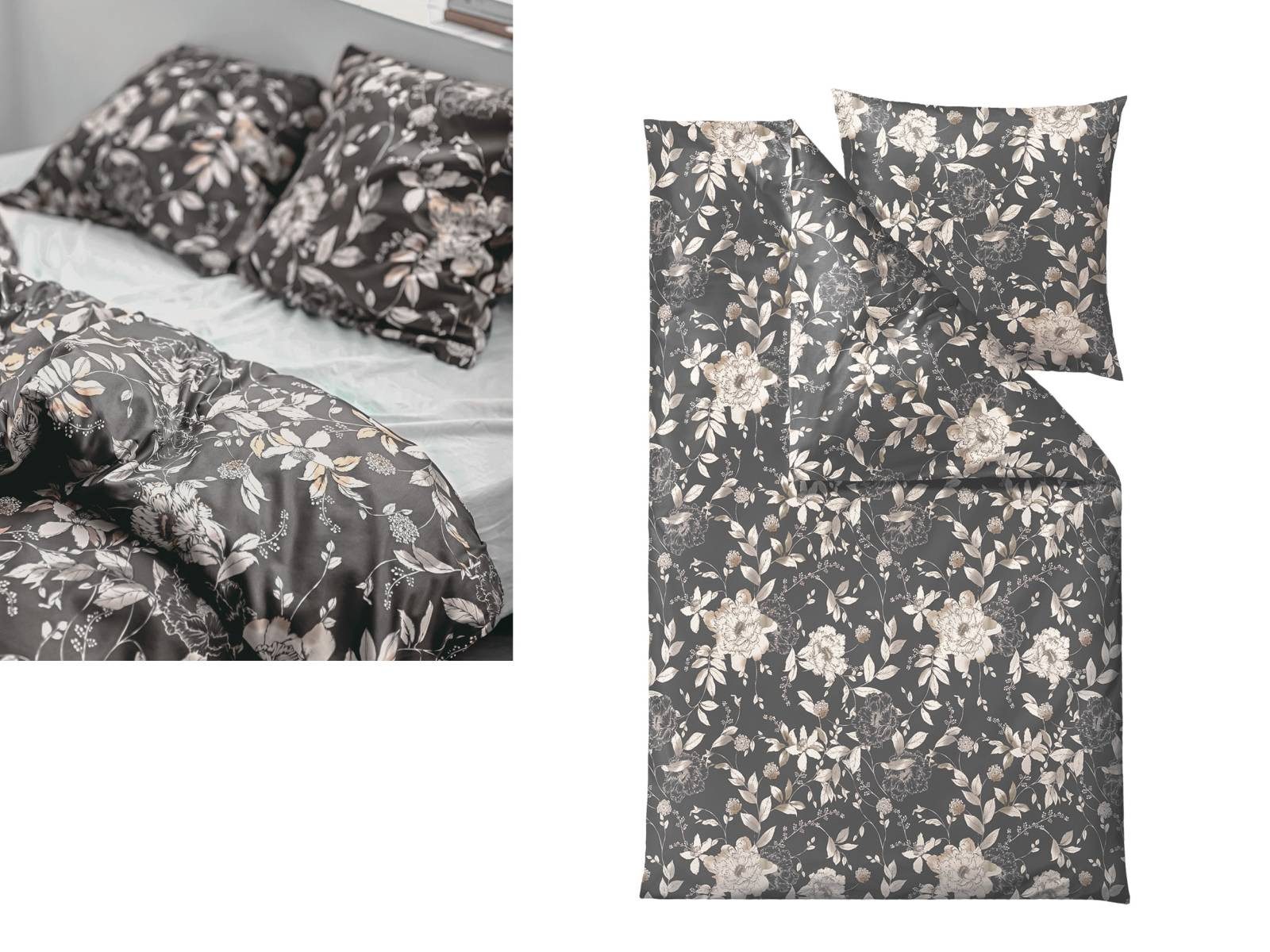 Södahl Bettwäsche Garden Bloom II, Bio-Baumwolle Satin, 2 teilig, 135x200cm, skandinavischer Blumenlook, Bio-Baumwolle Satin