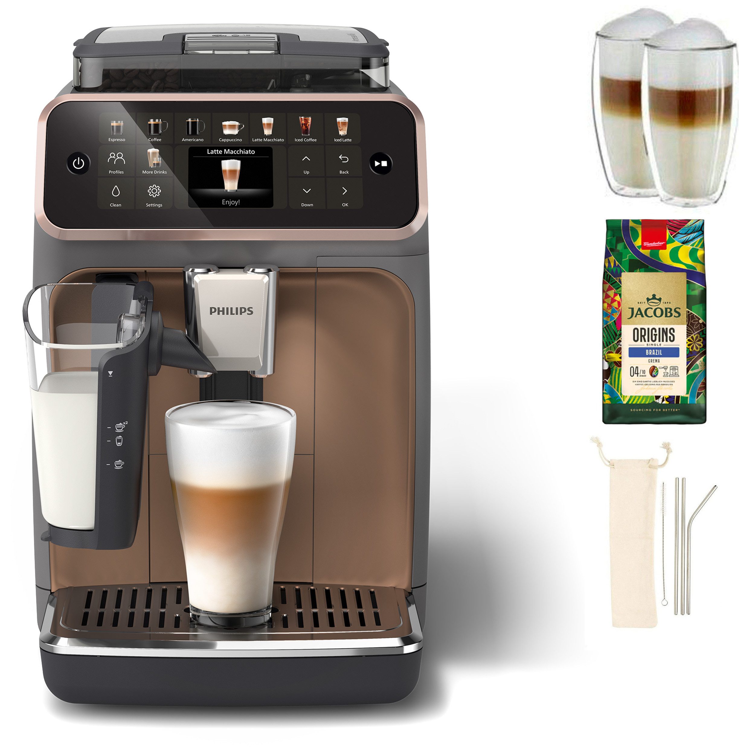 Philips Kaffeevollautomat EP5544/80 5500 Series, 20 Kaffeespezialitäten (heiß oder eisgekühlt), LatteGo-Milchsystem, SilentBrew Technologie