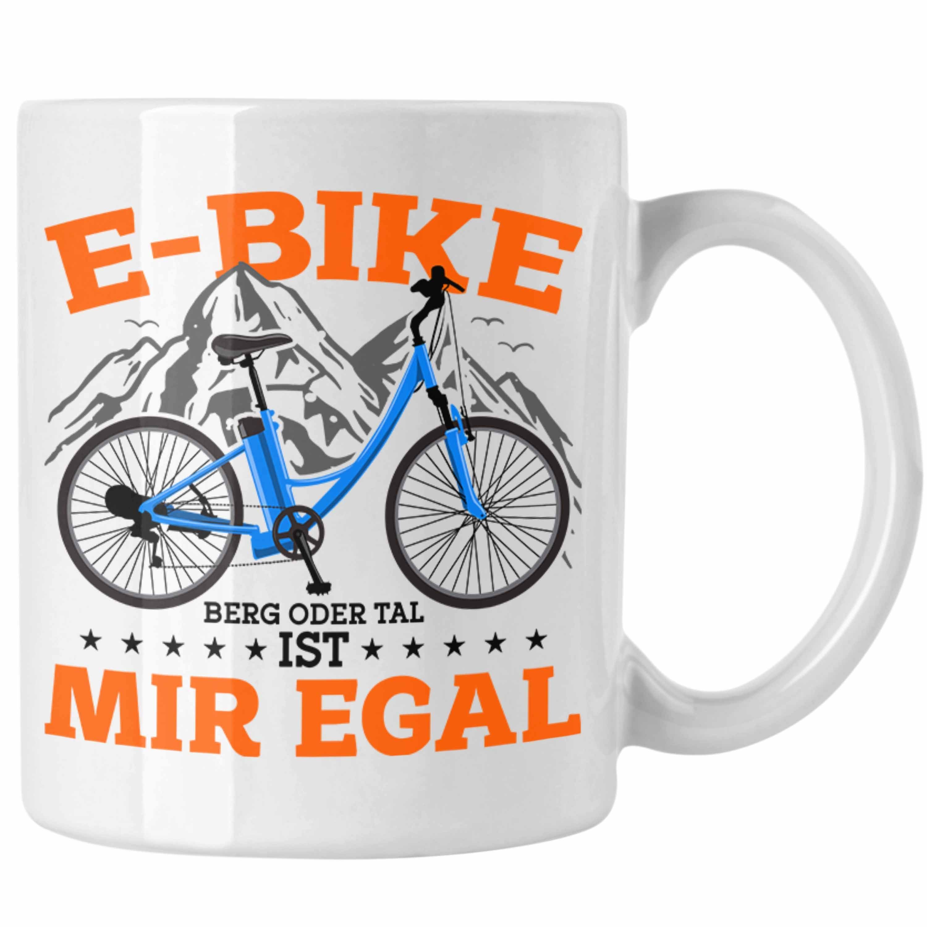 Trendation Tasse Lustige Tasse E-Bike Fans Geschenk E-Bike Sprüche Geschenkidee Weiss