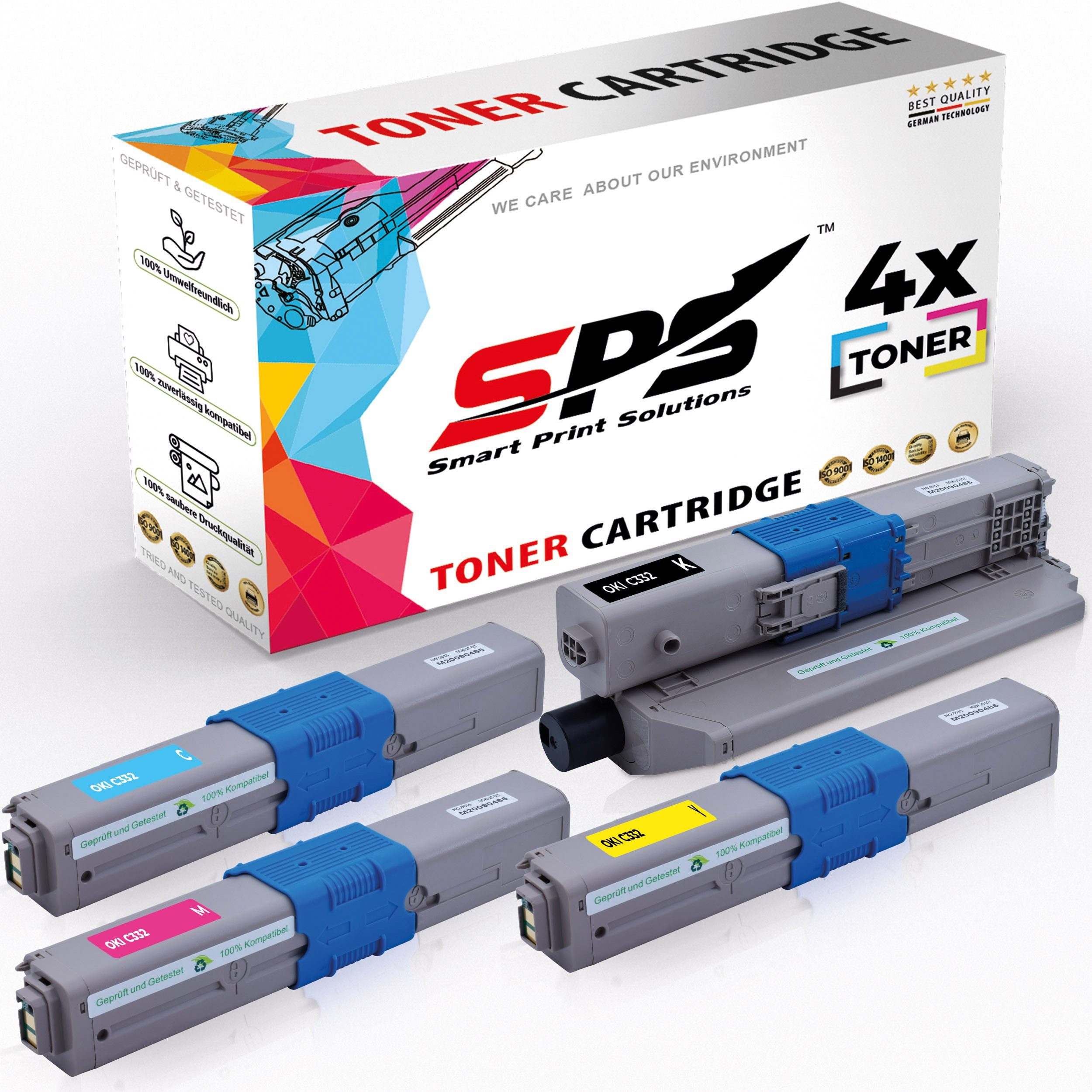 SPS Tonerkartusche Kompatibel für OKI C332 46508709 46508710 46508711, (4er Pack)