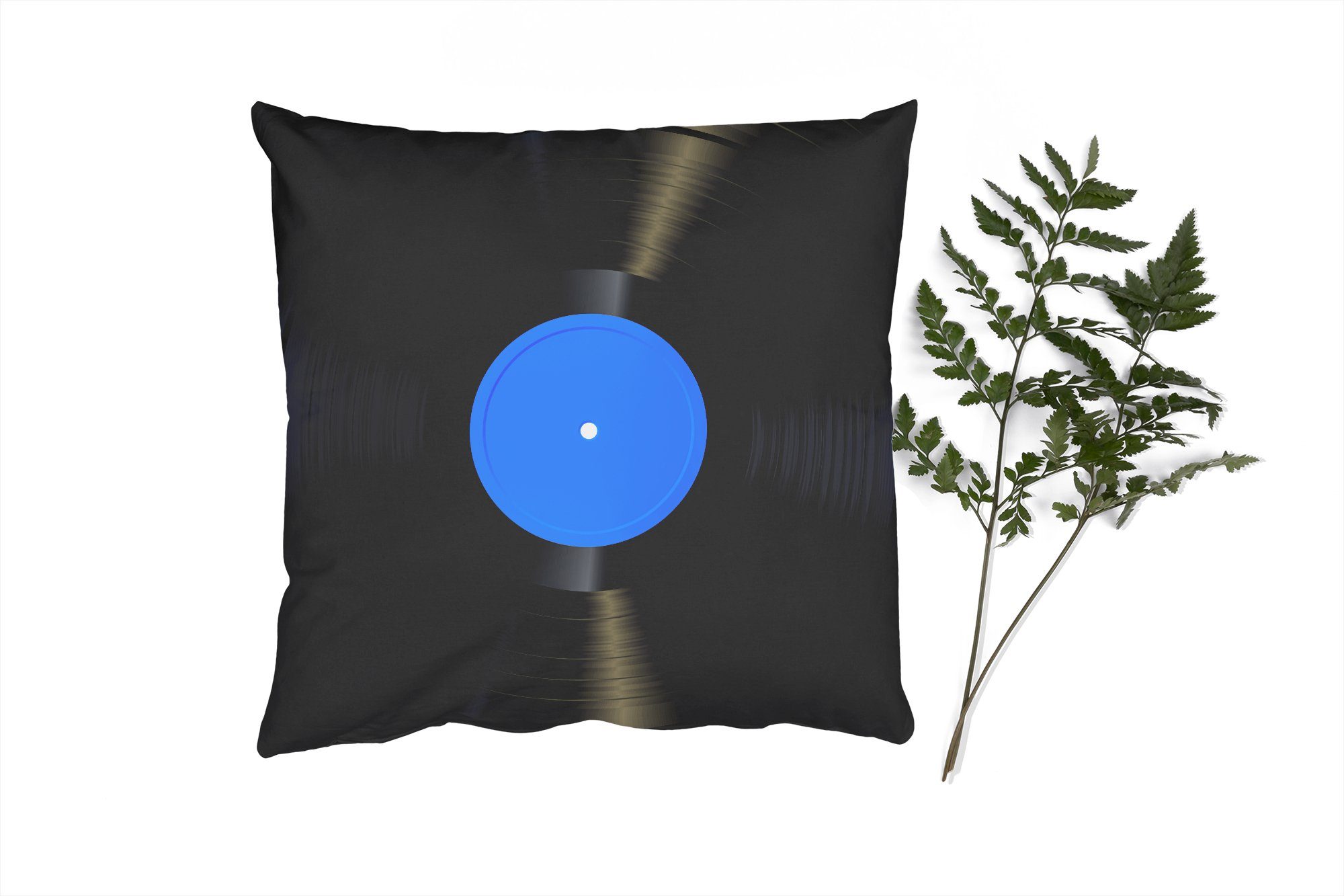 Zierkissen - Deko, für Schlafzimmer, Dekokissen Wohzimmer, mit Vinyl, Vintage - - Sofakissen Füllung MuchoWow LP Blau