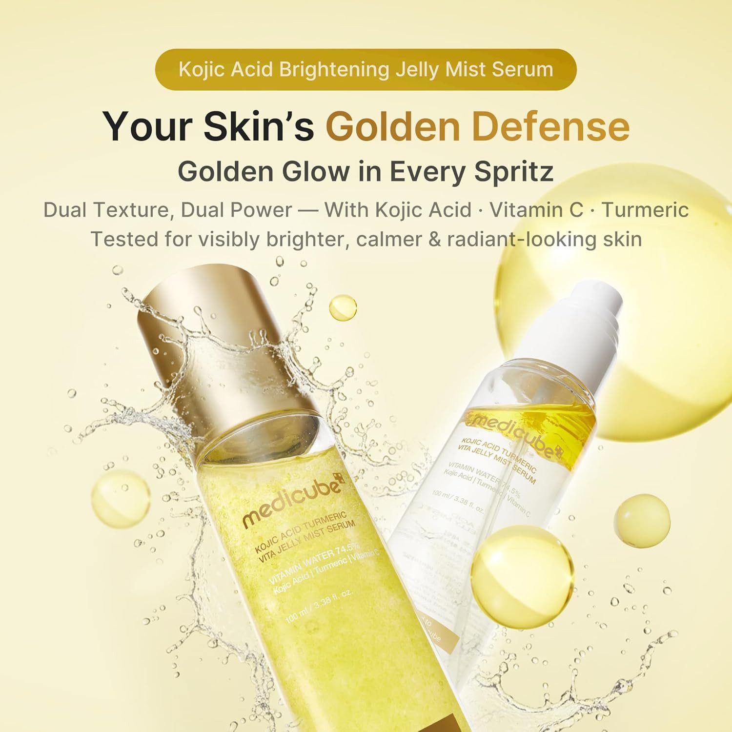 Medicube Tagescreme Kojic Acid Turmeric Vita Jelly Mist Serum 100 ml, K-Beauty Erfrischt, hellt sichtbar auf und sorgt für, strahlenden Vitamin-C-Glow