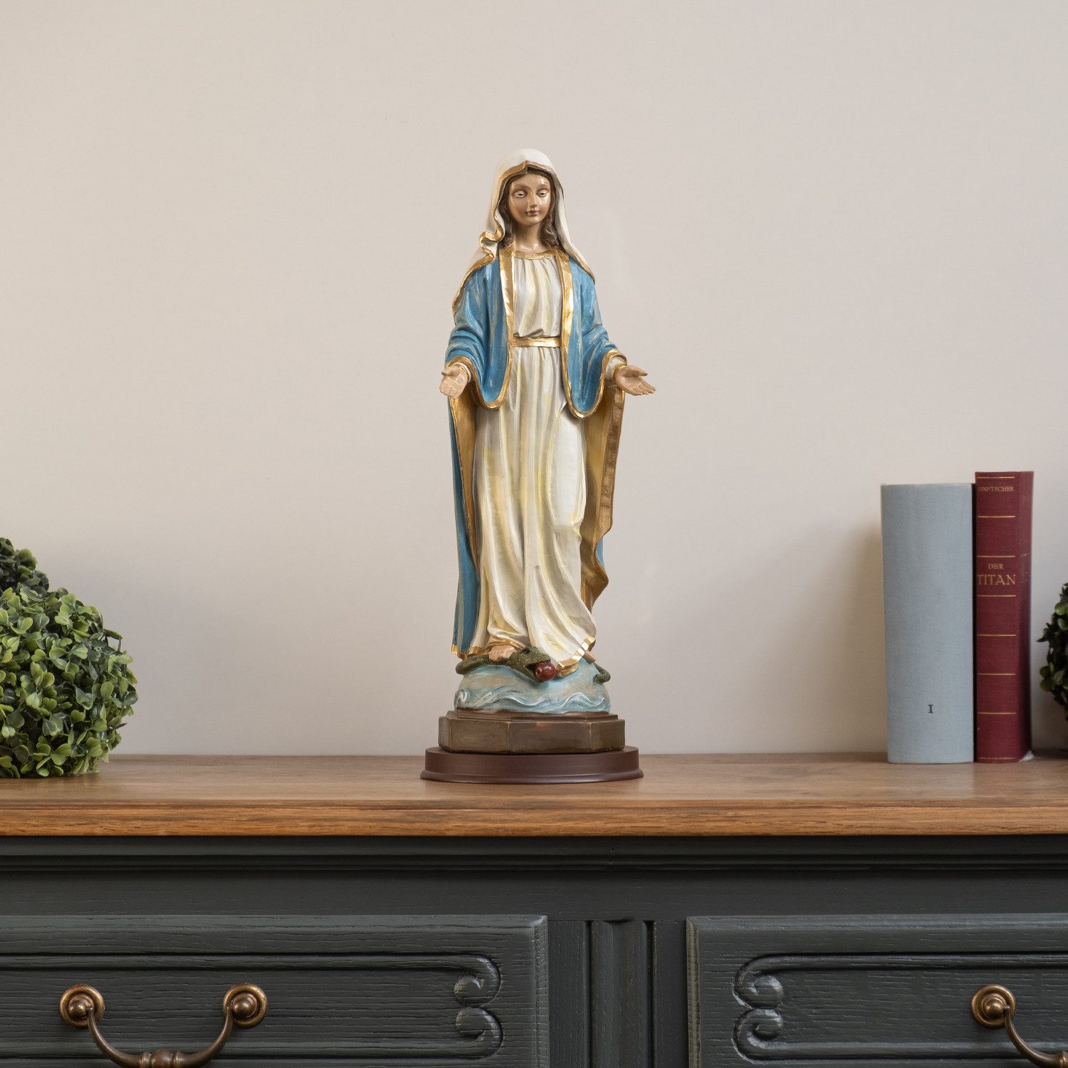 Moritz Dekofigur Jungfrau Maria Statue 42,5 cm Marienfigur mit blau-goldene günstig online kaufen