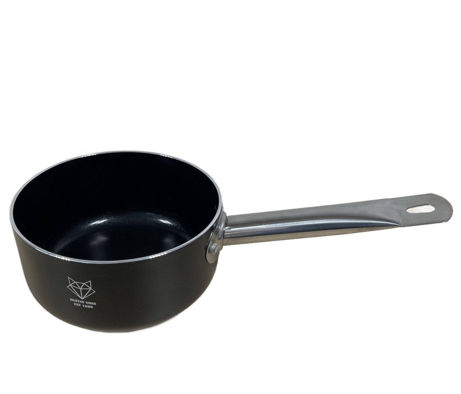 Gustav Voss Kochtopf Topf PIRÄUS, gehärtete Aluminiumlegierung (Stielkochtopf, Stiel-Kasserolle Stieltopf), Procalon®Cera-Beschichtung, spülmaschinengeeignet
