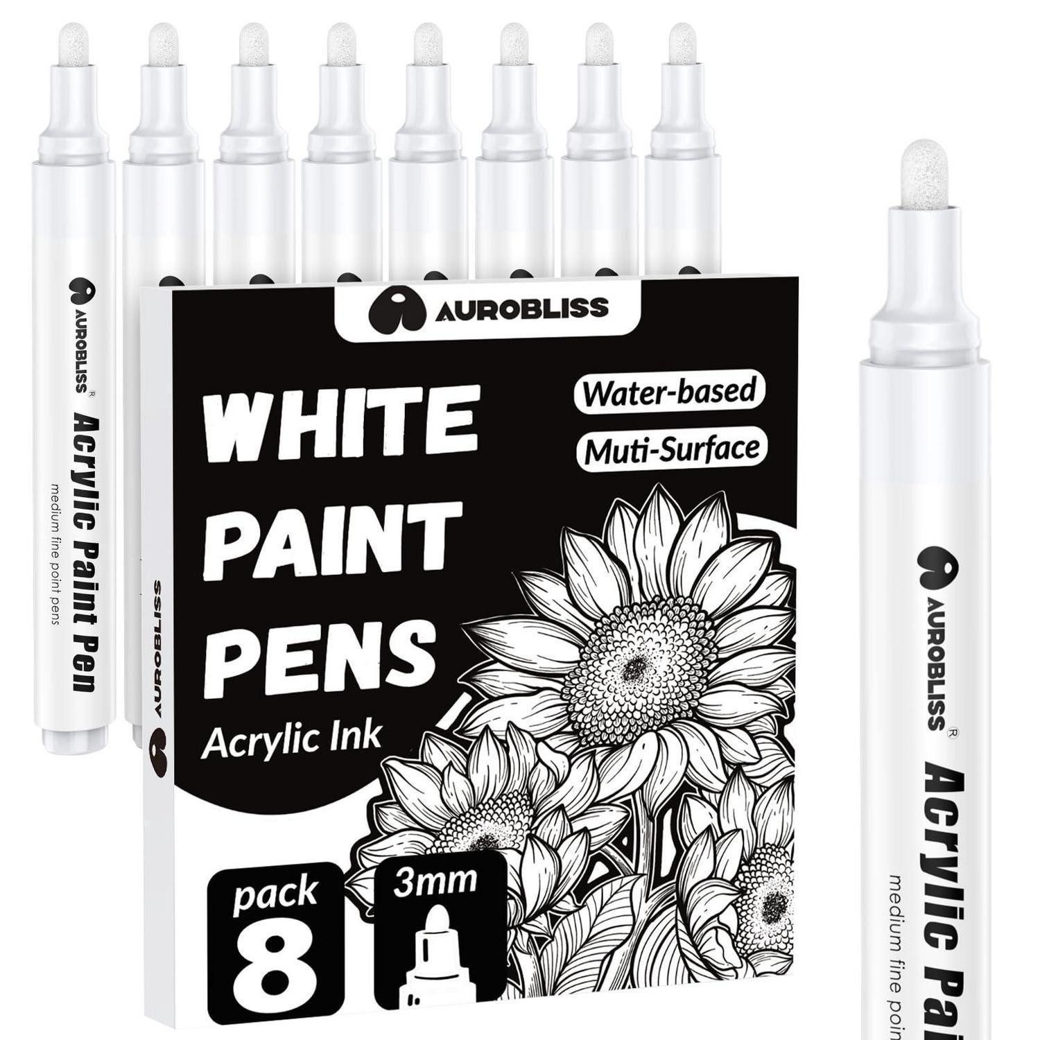 LuxusKollektion Permanentmarker Acrylstifte Weiß 8 Stk. 2-3mm permanent