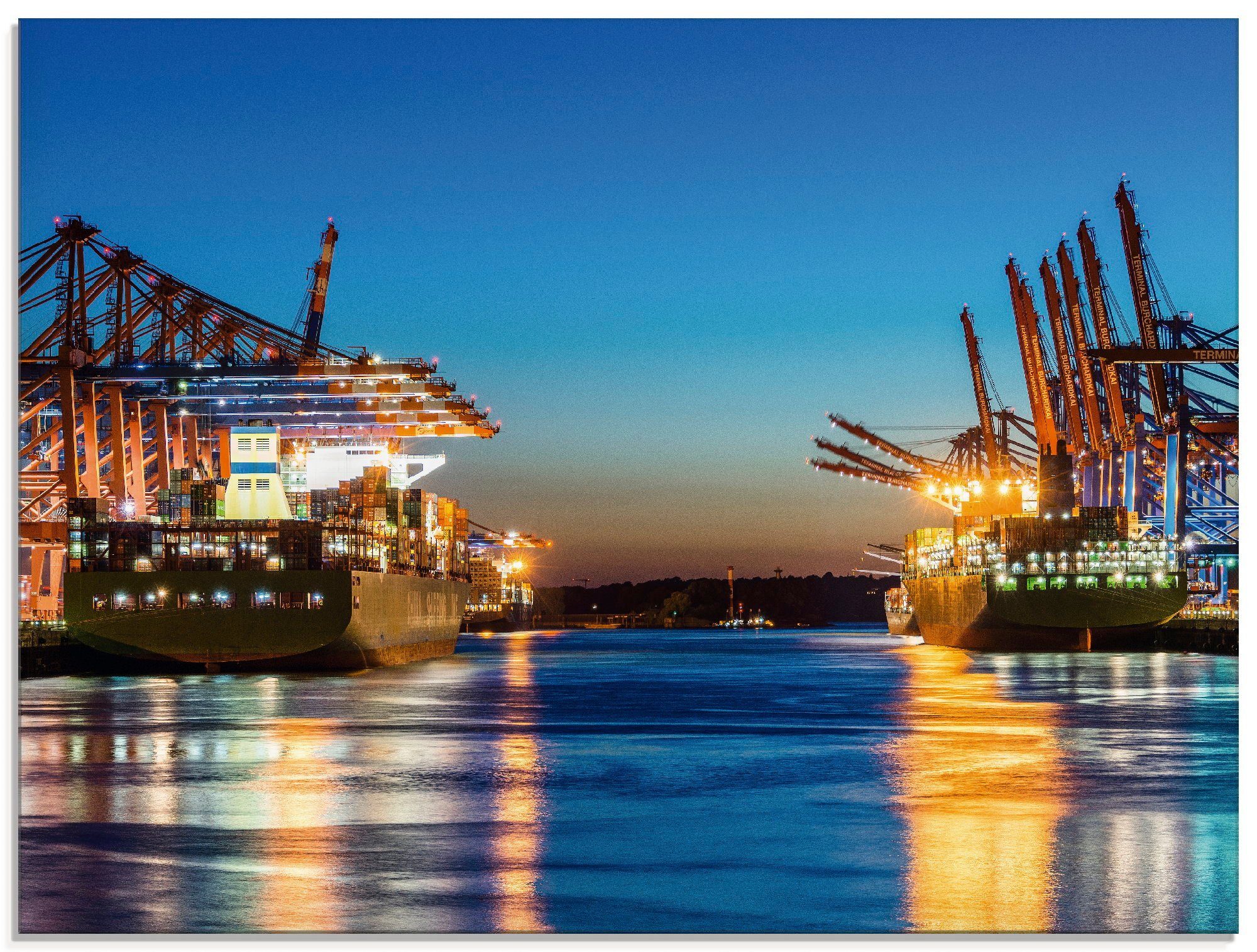 Artland Glasbild Hamburg Hafen Deutschland am St), verschiedenen Abend (1 2, Größen in