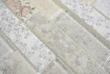 Mosani Mosaikfliesen Transluzent Mosaik Brick Verbund ECO Glasmosaik Rose