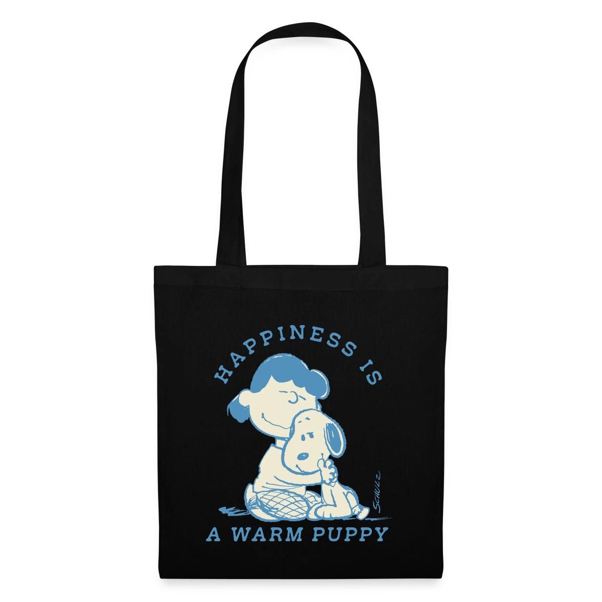 Spreadshirt Henkeltasche Peanuts Happiness Is A Warm Puppy Snoopy Und Lucy Stoffbeutel (1-tlg)