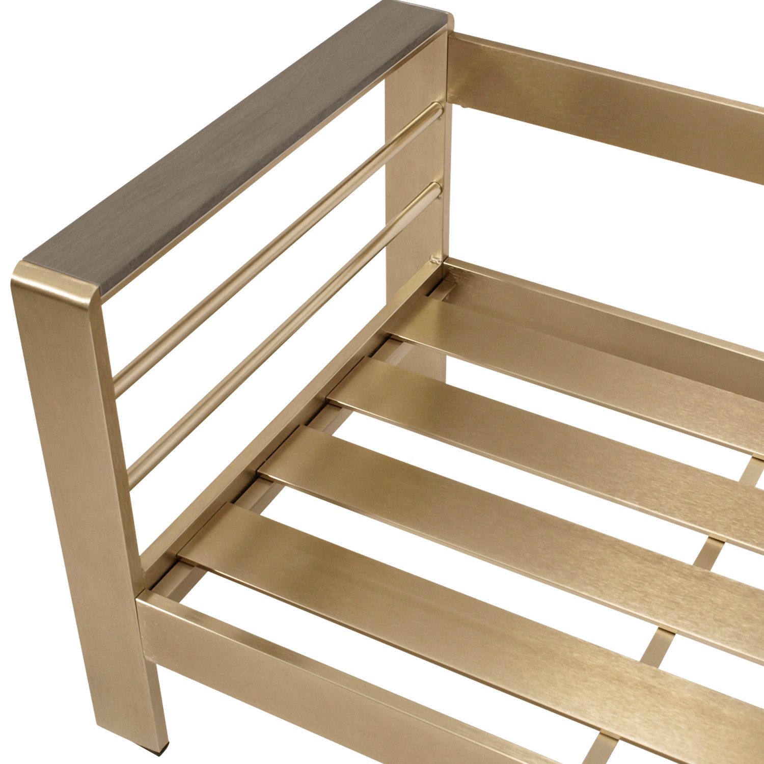 DEGAMO Loungeset CANNES, Armlehnen grau, (2x Sessel, 1x Sofa 207cm, 1x Tisch 106x60cm), Aluminium gebürstet, Kunstholz grau, wetterfest