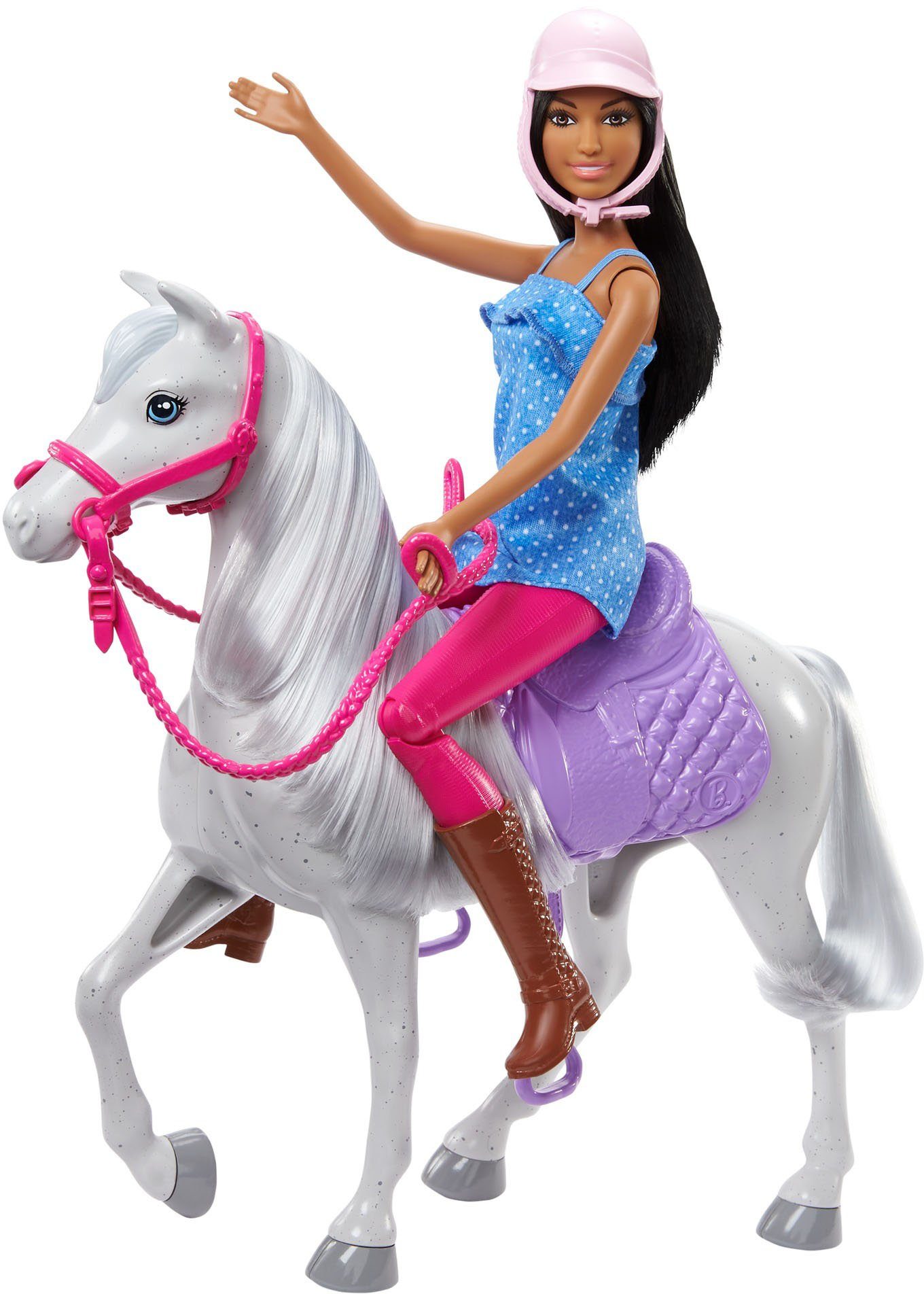 Barbie Anziehpuppe »Barbie-Puppe und Pferd«, mit Sattel, Zaumzeug und Zügeln