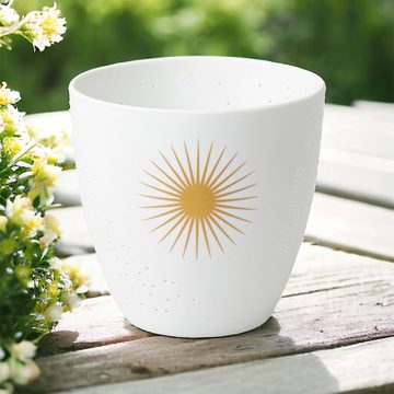 Räder Design Teelichthalter Poesielicht Sommerlicht unglasiertes Porzellan weiß gold H9cm