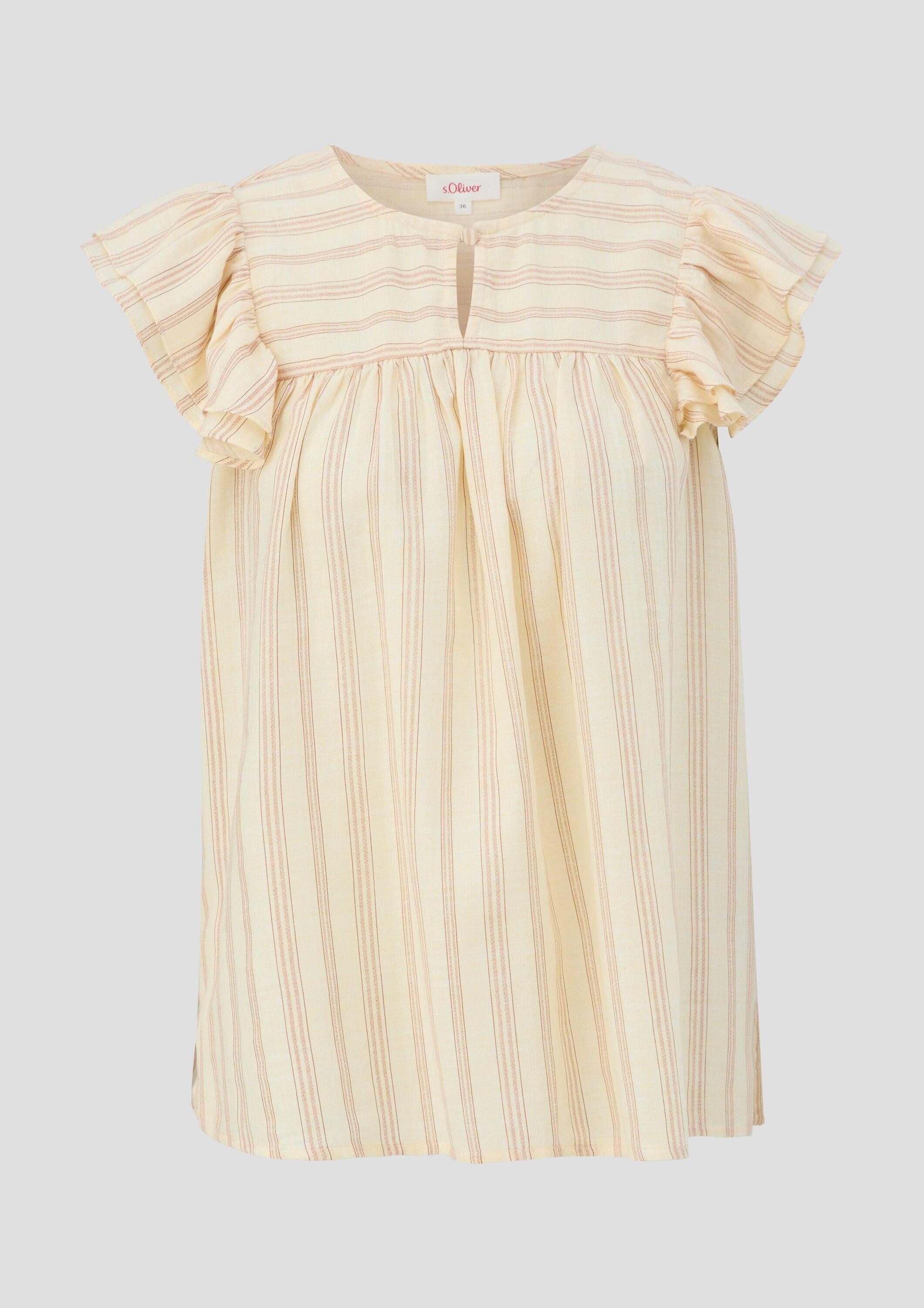 s.Oliver Blusentop Bluse Gemusterte Bluse im Relaxed Fit mit Rüschen-Details