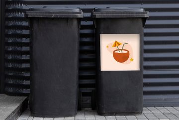 MuchoWow Wandsticker Kokosnuss - Sterne - Pastell (1 St), Mülleimer-aufkleber, Mülltonne, Sticker, Container, Abfalbehälter