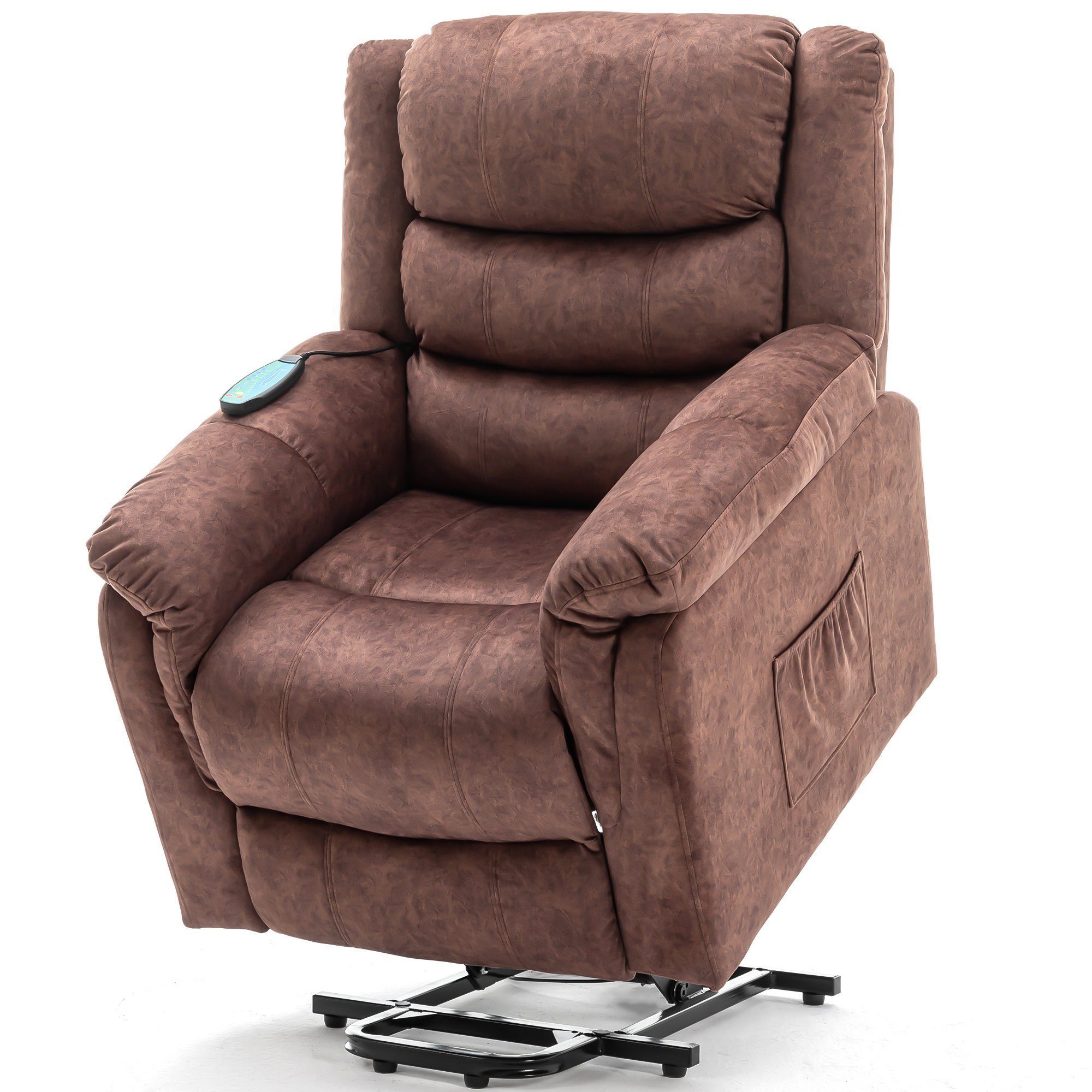 DOTMALL Massagesessel Power Massagelift-Liegestuhl mit Wärme und Vibration,rutschfestes Braun