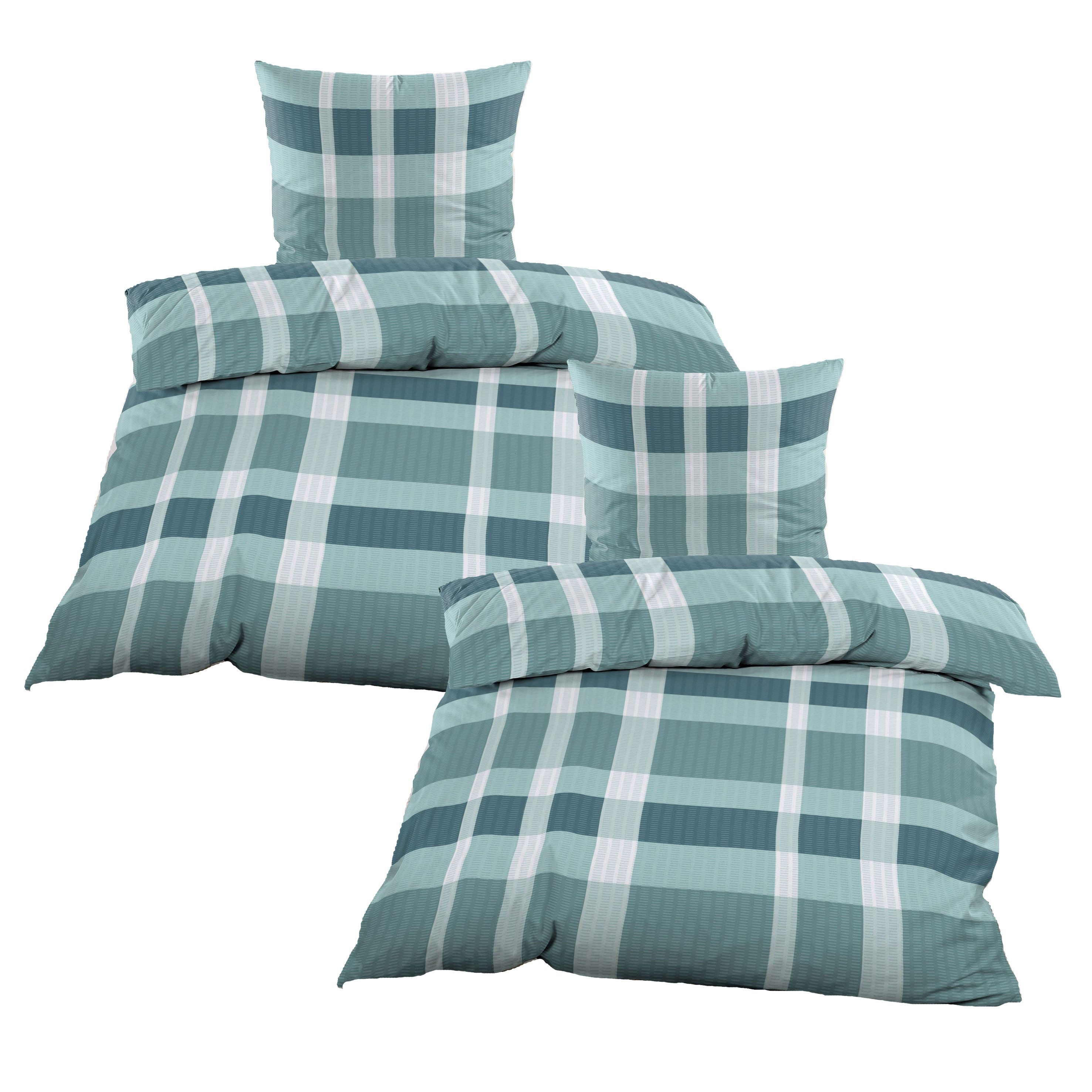 Casa Colori Bettwäsche Seersucker Bettwäsche 135x200 Reißverschluss Türkis günstig online kaufen