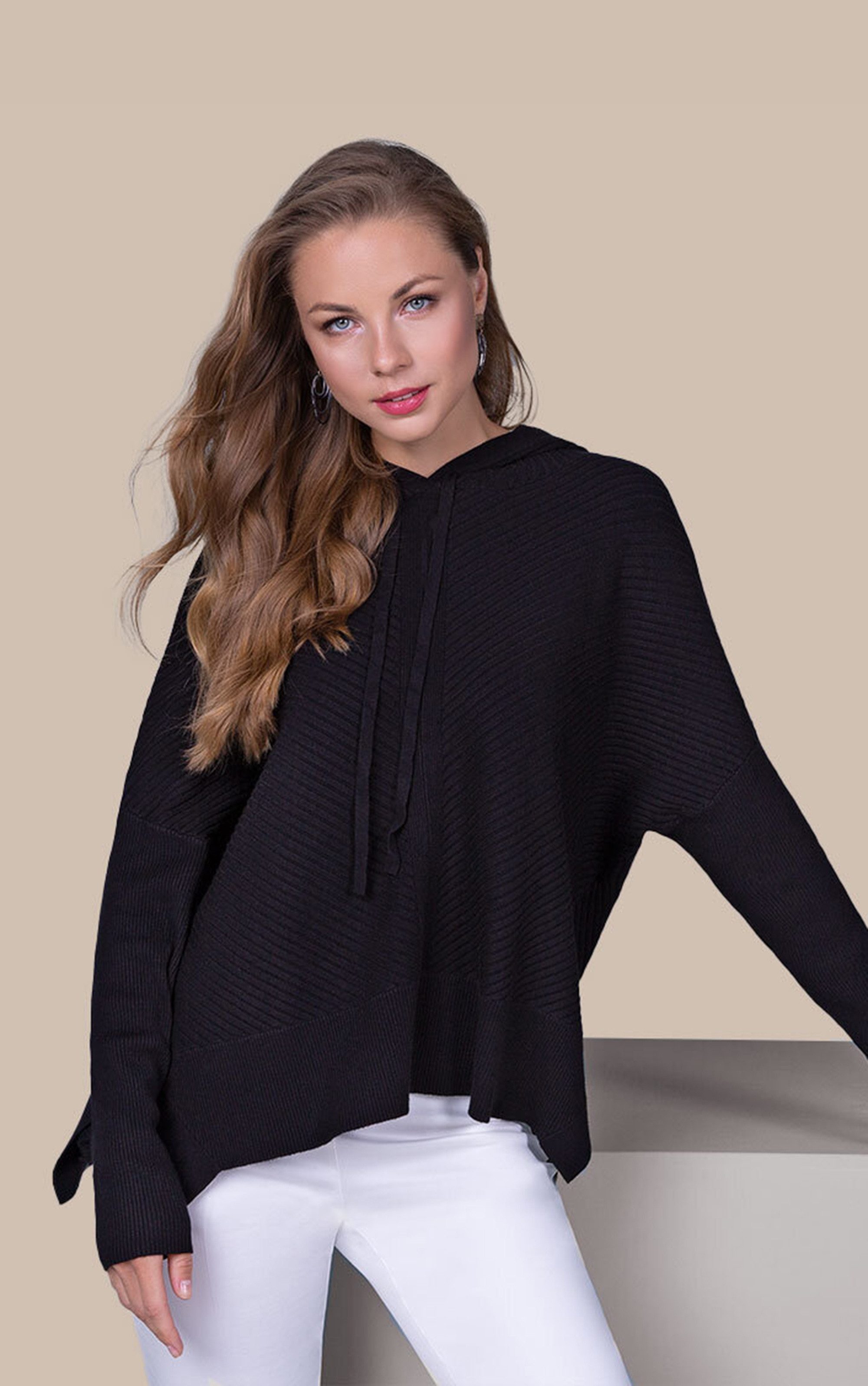 Passioni Strickpullover Oversize-Pullover mit asymmetrischem Saum günstig online kaufen