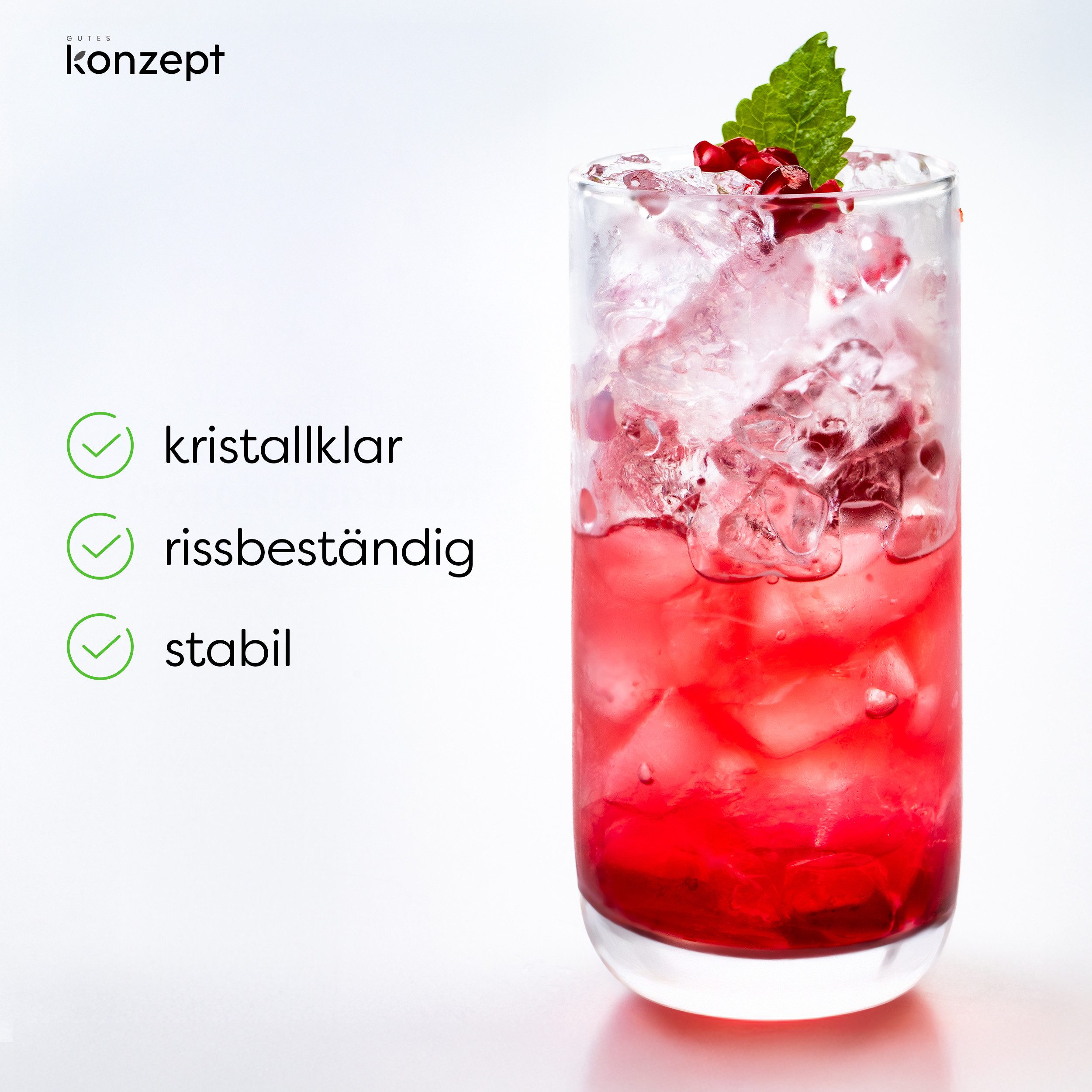 KONZEPT Cocktailglas Gläser Set 6/12 tlg, Wassergläser 300ml Longdrinkglas hoch transparent, 12-tlg., In Europa hergestellt, Multifunktional, Hohe Qualität und  – Bild 4 von 5