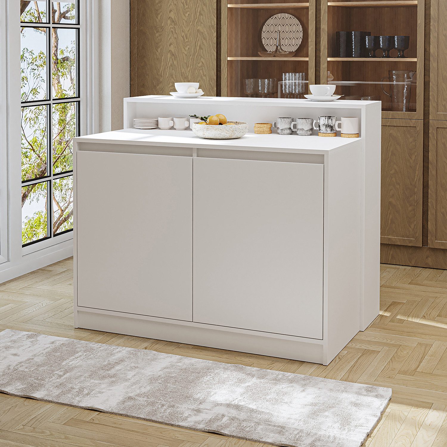 Roomart Kücheninsel CORTADO, (Bartisch, Küchentish), •Weiß • Eiche • Weiß-E günstig online kaufen