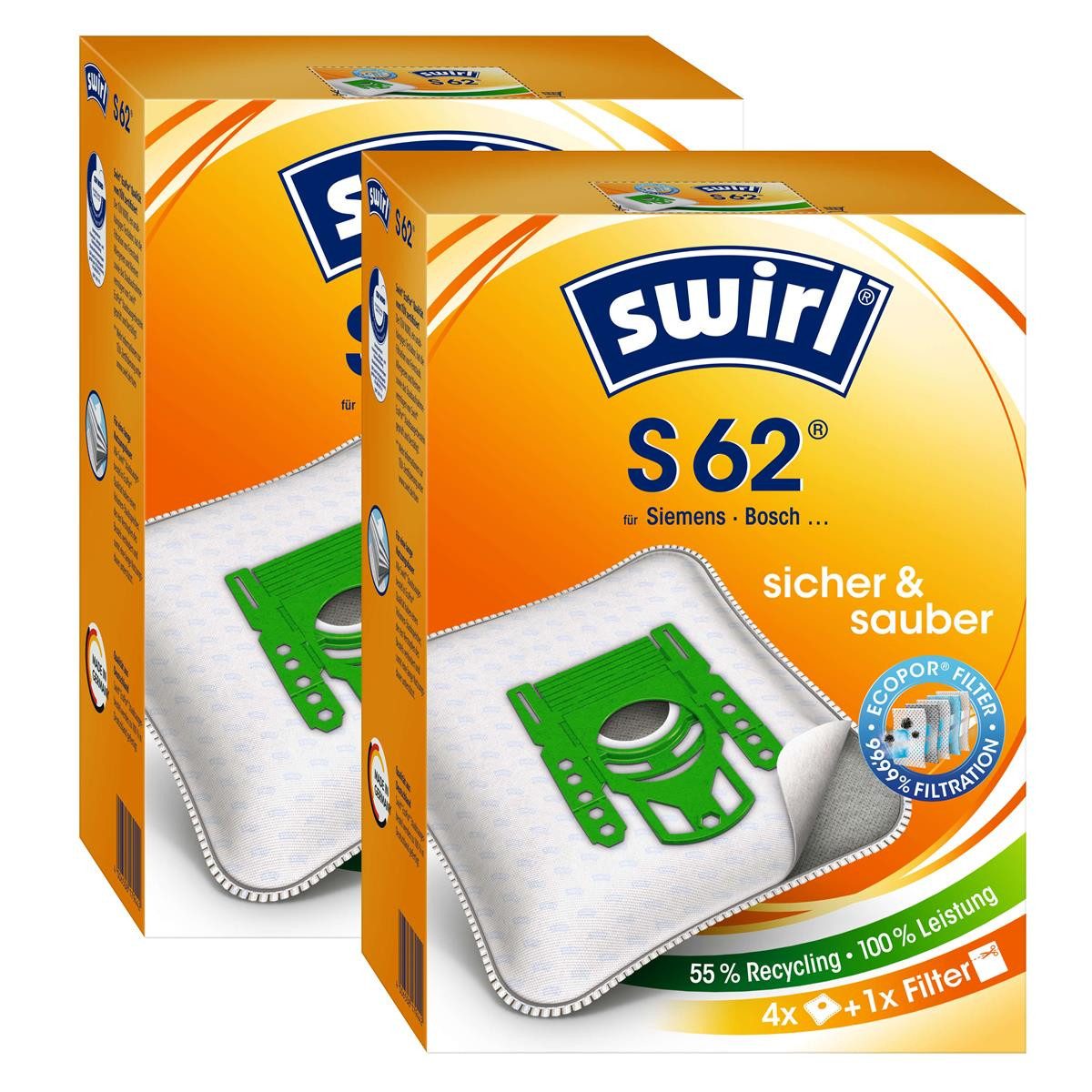 Staubsaugerbeutel 2 x Swirl S 62 MP Plus AirSpace Staubsaugerbeutel Staubbeutel Microvli