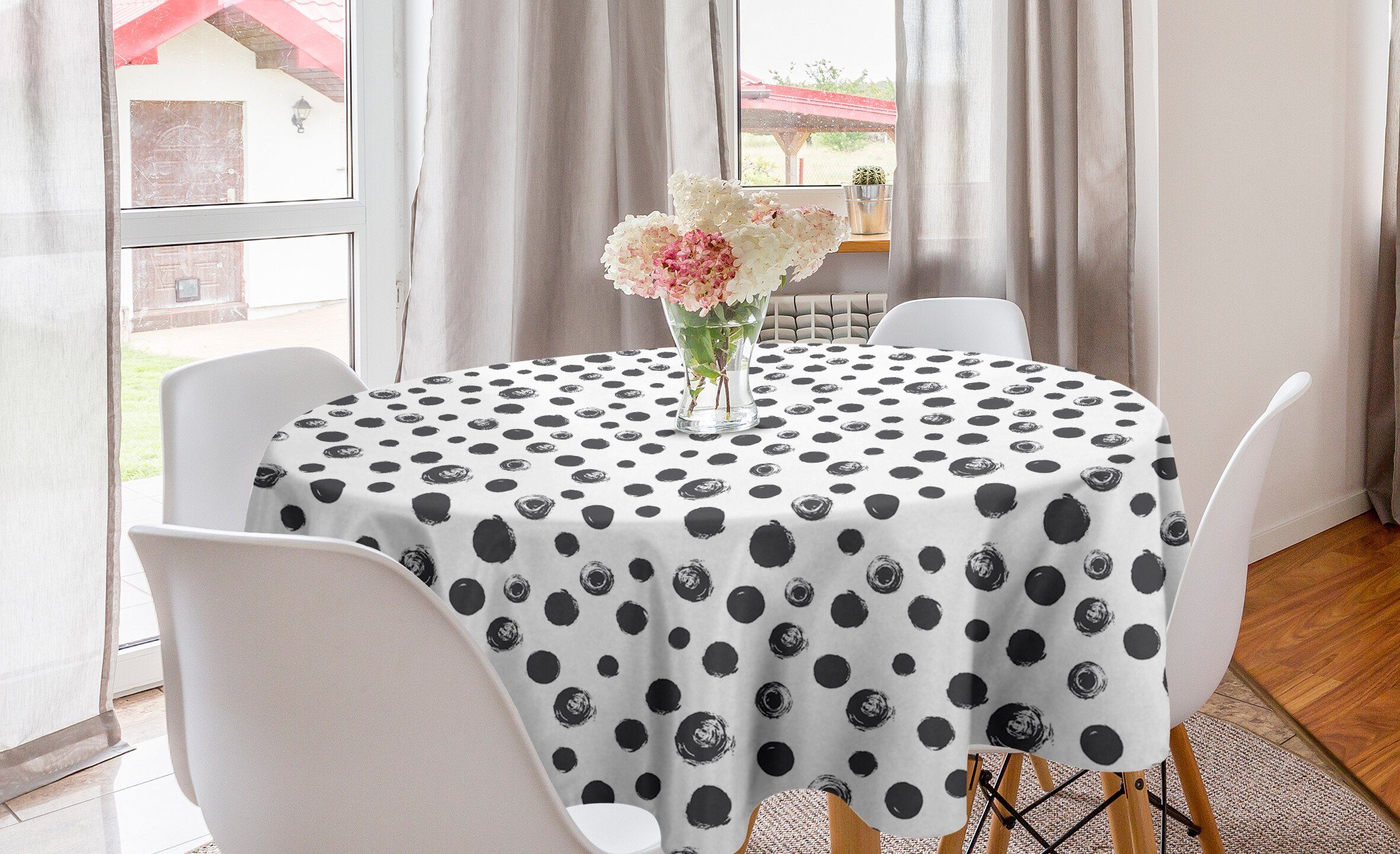 Abakuhaus Tischdecke Kreis Tischdecke Abdeckung für Esszimmer Küche Dekoration, Grunge Kreisfarben Smear Dots