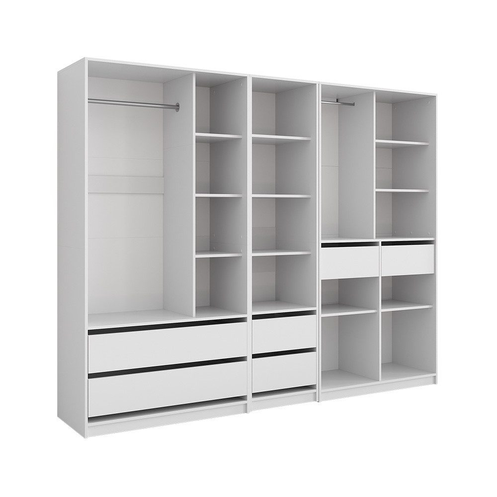 Vicco Kleiderschrank Elmo, Weiß, 100 x 200 cm 3er Set (3-St)
