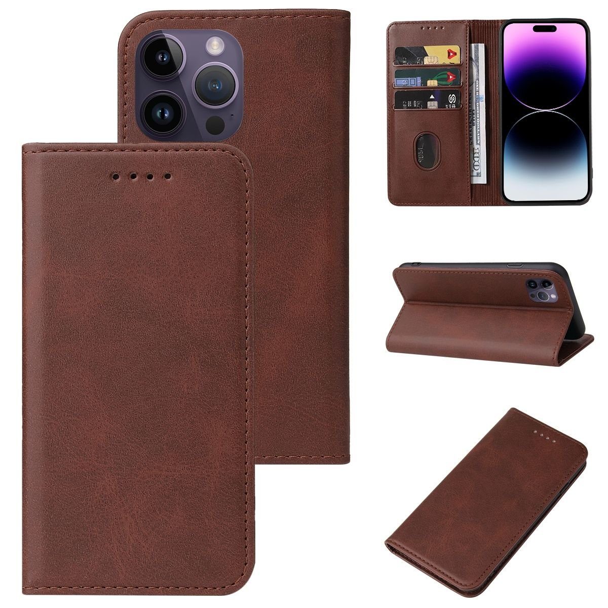 König Design Handyhülle Apple iPhone 15 Pro Max, Schutzhülle Schutztasche Case Cover Etuis Wallet Klapptasche Bookstyle