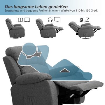 HomeGuru Relaxsessel Massagefunktion,Liegefunktion,Vibration,Heizung,360° drehbar,Schaukeln (Packung)