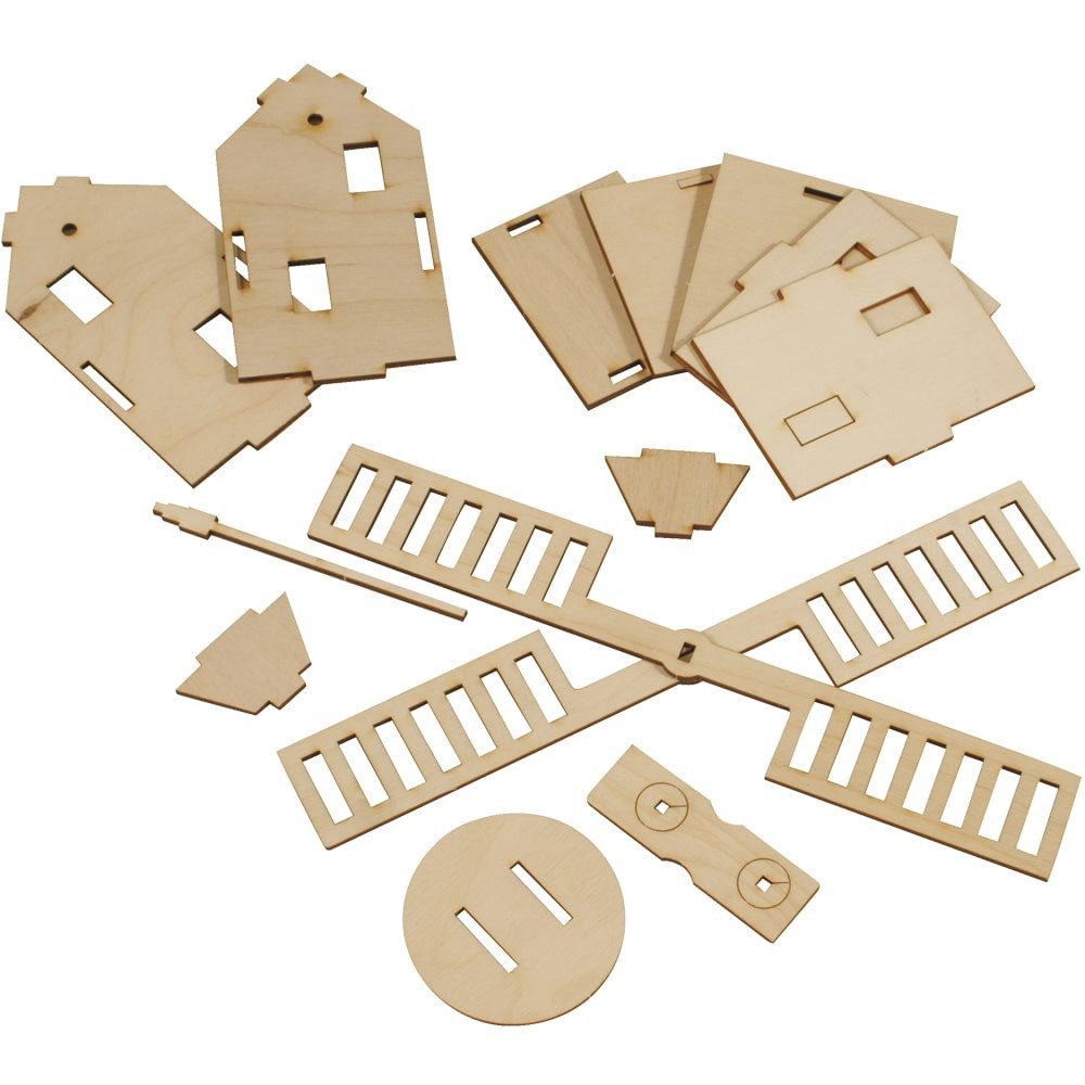matches21 HOME & HOBBY Windmühle 3D Steckbausatz 8 Jahren Holzbaukasten – Bild 2 von 2