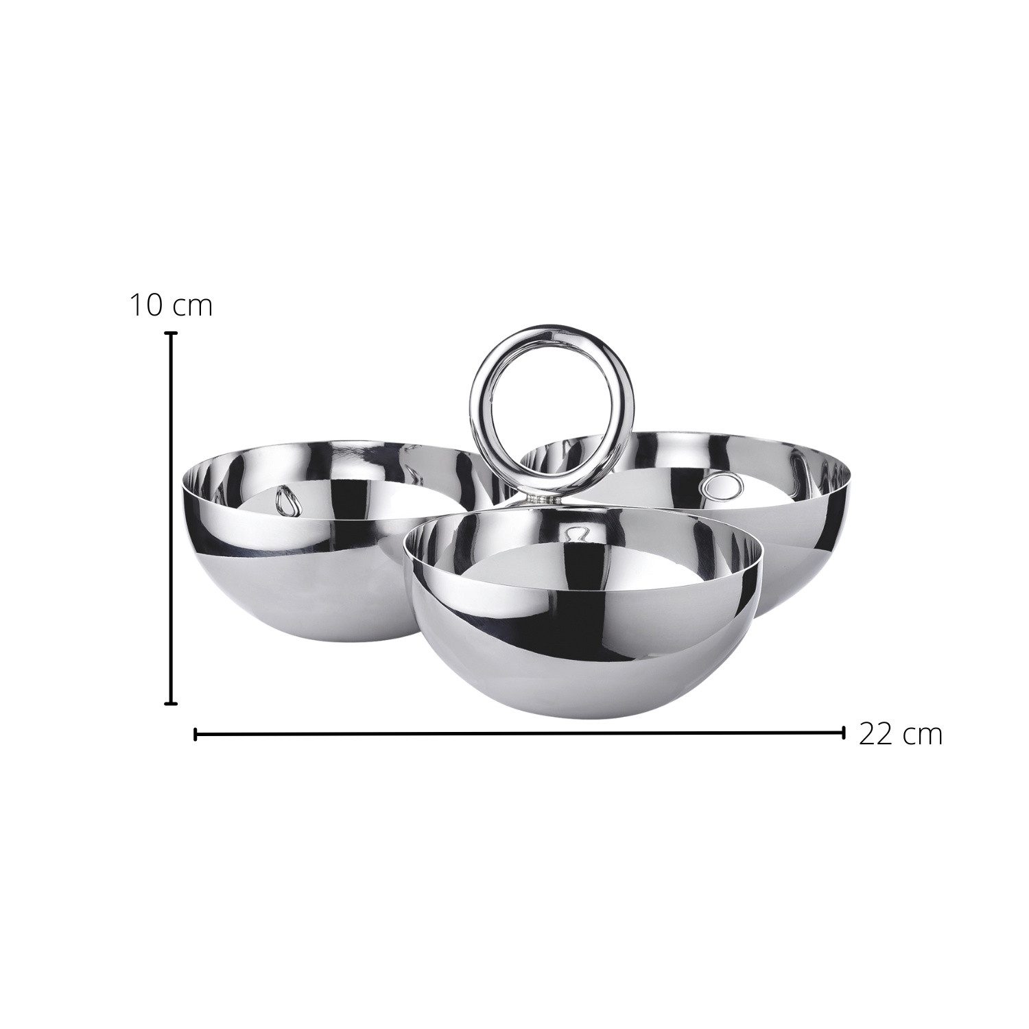 EDZARD Servierschale Apus, Edelstahl, Triple Schale, Silber-Optik, hochglanzpoliert, H 10 cm