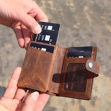 Solo Pelle Mini Geldbörse Q-Wallet Leder Geldbörse mit integriertem Kartenetui für 15 Karten, Echt Leder, Made in Europe, in elegantem Design mit RFID Schutz