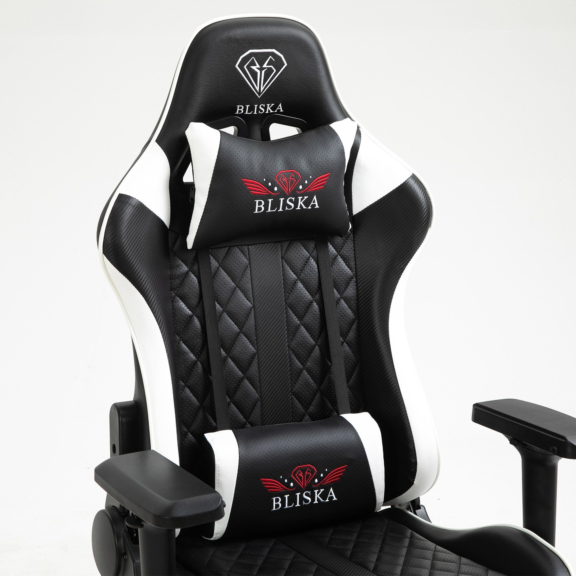 TRISENS Chefsessel Schwarz Weiß Thanos im Gaming flexiblen Bürostuhl Stuhl mit Racing-Design (einzeln), / Armlehnen