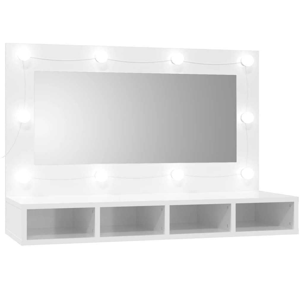 LED Hochglanz-Weiß mit Badezimmerspiegelschrank (1-St) 90x31,5x62 Spiegelschrank vidaXL cm