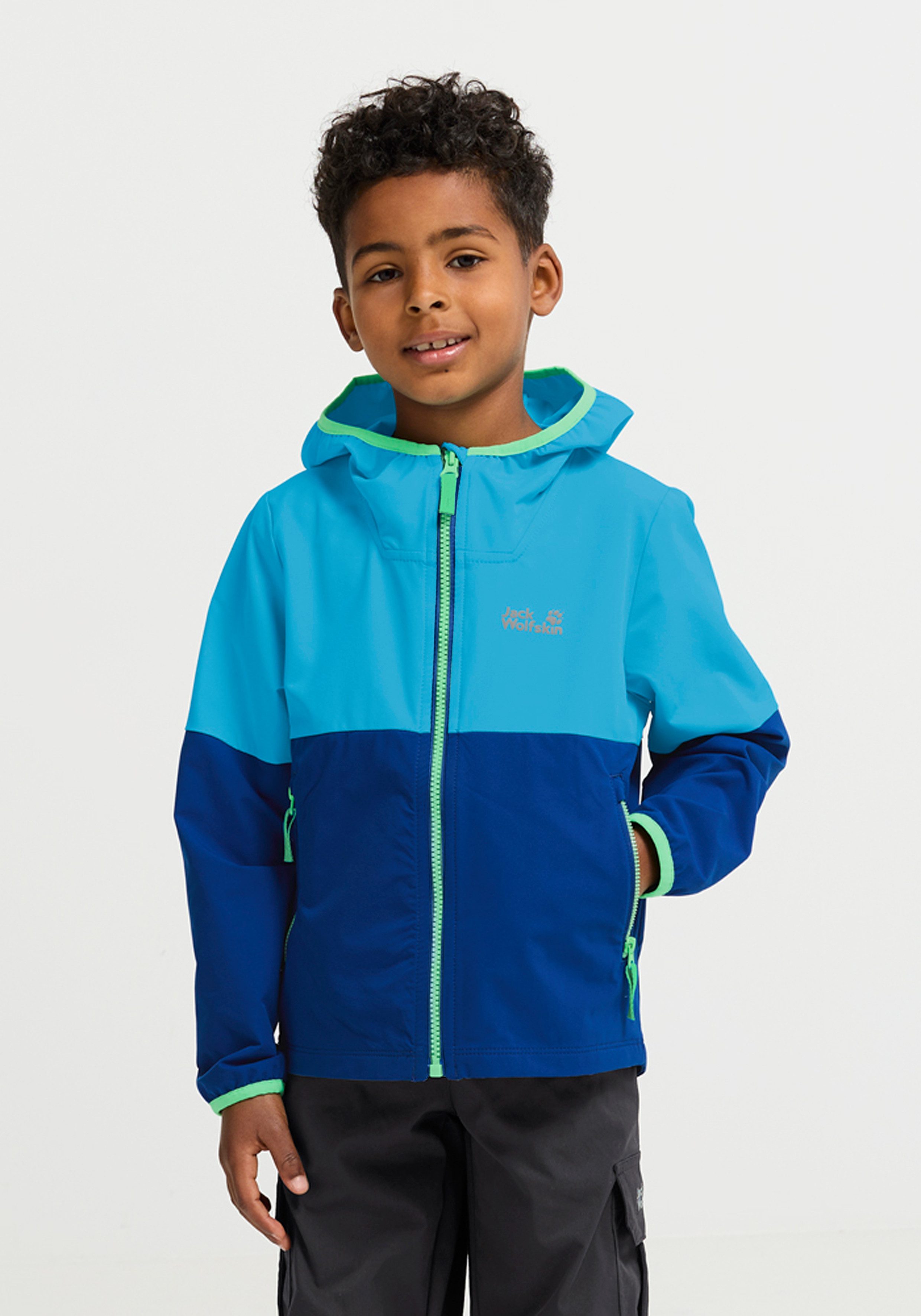 Jack Wolfskin Softshelljacke SANDBIRD HOODED JKT K Winddicht, atmungsaktiv, Übergangsjacke