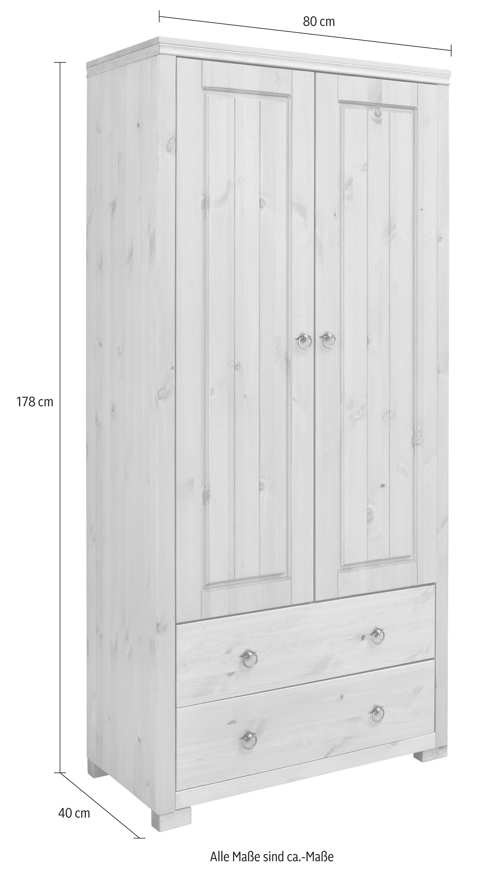 OTTO home Kleiderschrank Gotland; Wäscheschrank, Mehrzweckschrank mit Schubladen, Landhausstil (B/H/T ca: 80cmx178cmx40cm) massive Kiefer, FSC® zertifiziert, langlebige Qualität trifft Stil